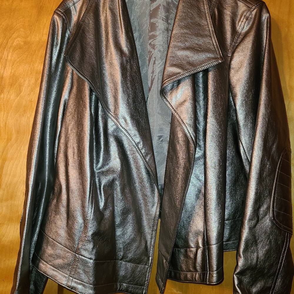Faux leather moto jacket